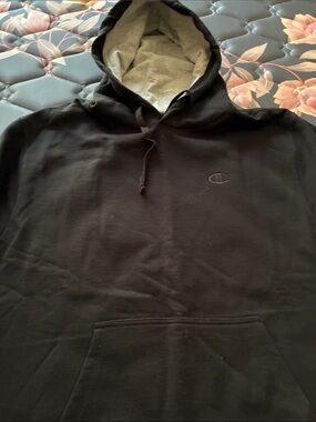 Champion Black Hoodie with Gray Lined Hood